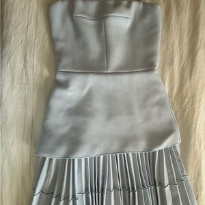 Dion Lee light blue pleated mini dress with spaghetti straps